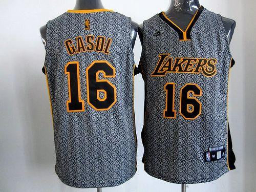 Lakers #16 Pau Gasol Grey Static Fashion Stitched Basketball Jersey