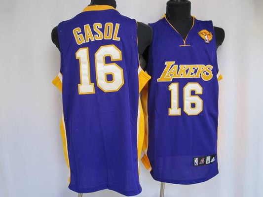 Lakers #16 Pau Gasol Stitched Purple Final Patch Basketball Jersey