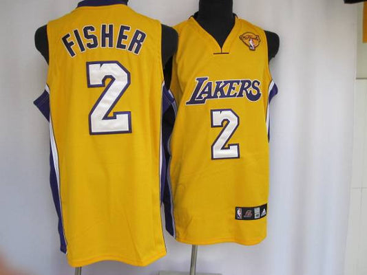 Lakers #2 Derek Fisher Stitched Yellow Final Patch Basketball Jersey