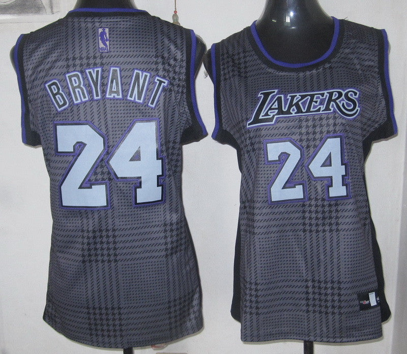 Lakers 24 Bryant Grey Grid Women Basketball Jersey