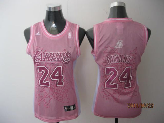 Lakers 24 Bryant Pink Women Basketball Jersey