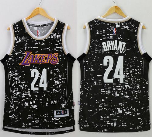 Lakers #24 Kobe Bryant Black City Light Stitched Basketball Jersey