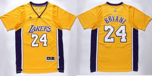 Lakers #24 Kobe Bryant Gold Short Sleeve Stitched Basketball Jersey