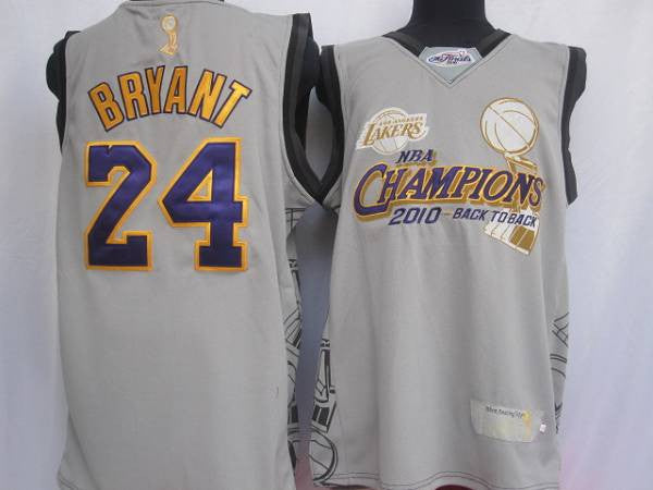 Lakers #24 Kobe Bryant Grey 2010 Finals Champions Stitched Basketball Jersey