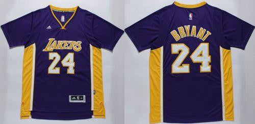 Lakers #24 Kobe Bryant Purple Short Sleeve Stitched Basketball Jersey