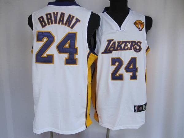 Lakers #24 Kobe Bryant Stitched White Final Patch Basketball Jersey