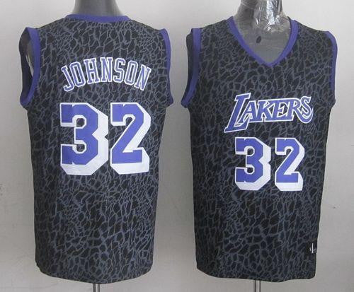 Lakers #32 Magic Johnson Purple Crazy Light Stitched Basketball Jersey