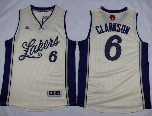 Lakers #6 Jordan Clarkson White 2015-2016 Christmas Day Stitched Basketball Jersey