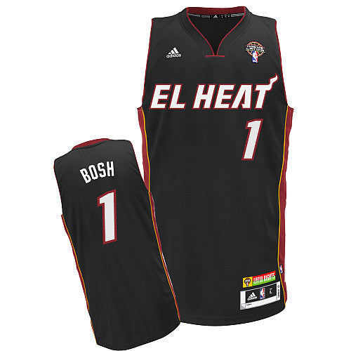 Latin Nights Heat #1 Chris Bosh Black Stitched Basketball Jersey