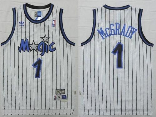 Magic #1 Tracy Mcgrady White Throwback Stitched Basketball Jersey