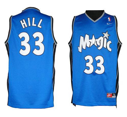 Magic #33 Grant Hill Blue Throwback Stitched Basketball Jersey