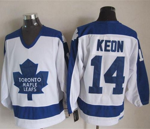 Maple Leafs #14 Dave Keon White/Blue CCM Throwback Stitched Hockey Jersey