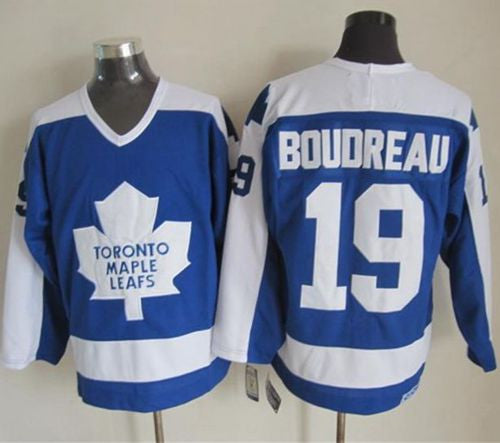 Maple Leafs #19 Bruce Boudreau Blue/White CCM Throwback Stitched Hockey Jersey