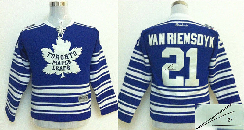 Maple Leafs 21 Van Riemsdyk Blue Signature Edition Youth Hockey Jerseys