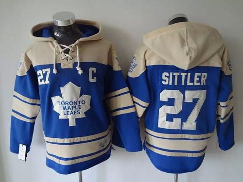 Maple Leafs #27 Darryl Sittler Blue Sawyer Hooded Sweatshirt Stitched Hockey Jersey