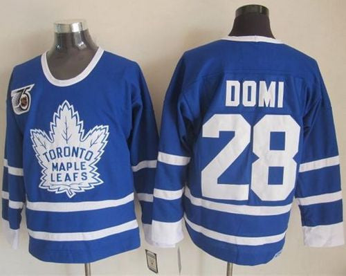 Maple Leafs #28 Tie Domi Blue 75th CCM Throwback Stitched Hockey Jersey