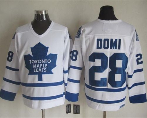 Maple Leafs #28 Tie Domi White CCM Throwback Stitched Hockey Jersey