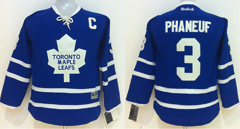 Maple Leafs 3 Phaneuf Blue Youth Hockey Jersey