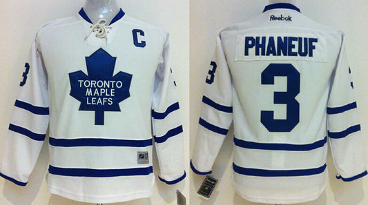 Maple Leafs 3 Phaneuf White Youth Hockey Jersey