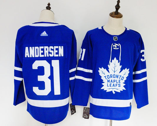 Maple Leafs 31 Frederik Andersen Blue Youth Hockey Jersey