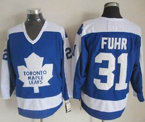 Maple Leafs #31 Grant Fuhr Blue/White CCM Throwback Stitched Hockey Jersey