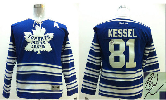 Maple Leafs 81 Kessel Blue Signature Edition Youth Hockey Jerseys