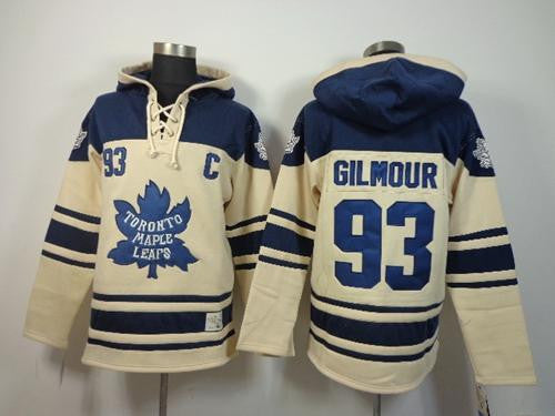 Maple Leafs #93 Doug Gilmour Cream Sawyer Hooded Sweatshirt Stitched Hockey Jersey