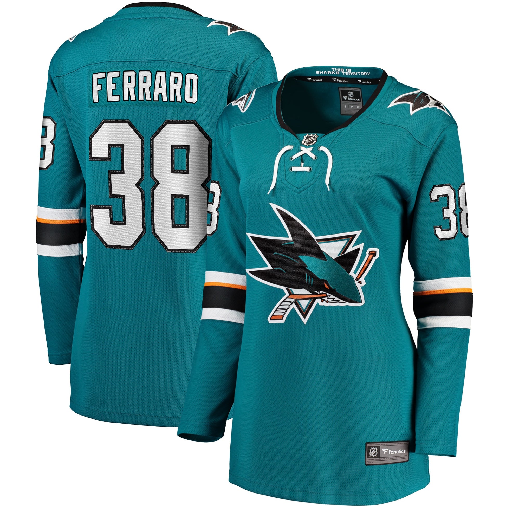 Mario Ferraro San Jose Sharks Branded Women's Home Breakaway Player Hockey Jersey - Teal