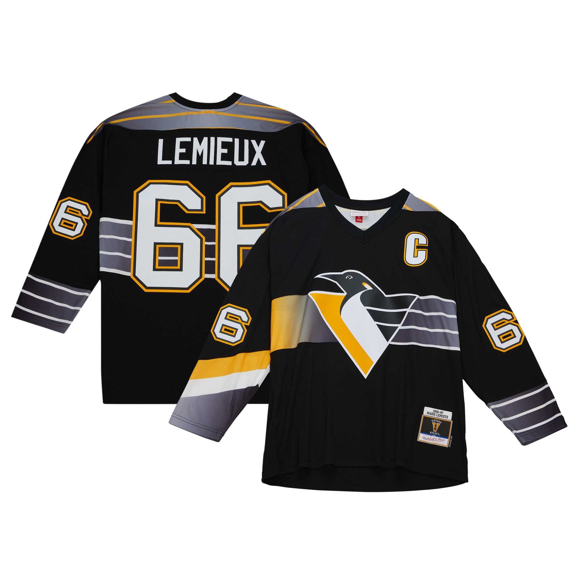 Mario Lemieux Pittsburgh Penguins Captain's Patch 1996/97 Blue Line Player Hockey Jersey - Black