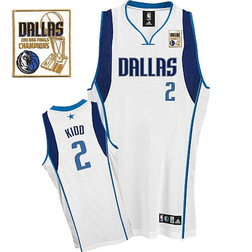 Mavericks 2011 Champion Patch #2 Jason Kidd White Stitched Basketball Jersey