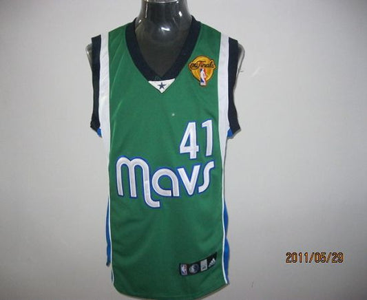 Mavericks 2011 Finals Patch #41 Dirk Nowitzki Green Stitched Basketball Jersey