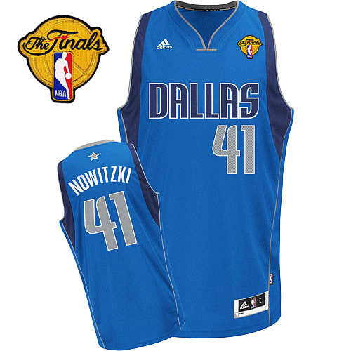 Mavericks 2011 Finals Patch #41 Dirk Nowitzki Revolution 30 Blue Stitched Basketball Jersey