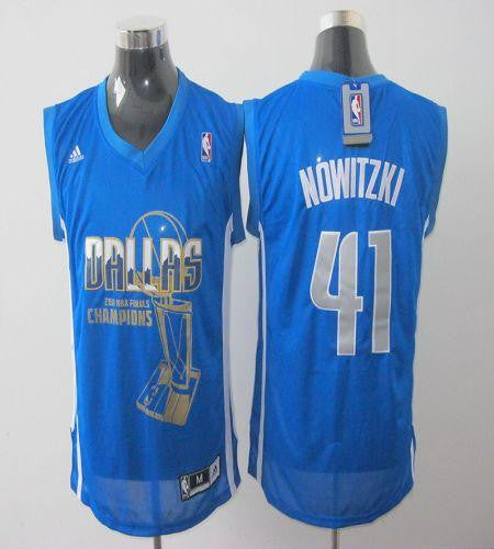 Mavericks 2011 Finals Champions #41 Dirk Nowitzki Revolution 30 Blue Stitched Basketball Jersey