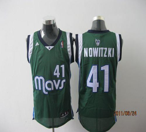 Mavericks #41 Dirk Nowitzki Revolution 30 Green Stitched Basketball Jersey