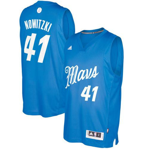 Mavericks #41 Dirk Nowitzki Sky Blue 2016-2017 Christmas Day Stitched Basketball Jersey