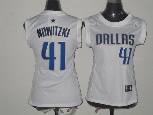 Mavericks 41 Nowitzki White Women Basketball Jersey