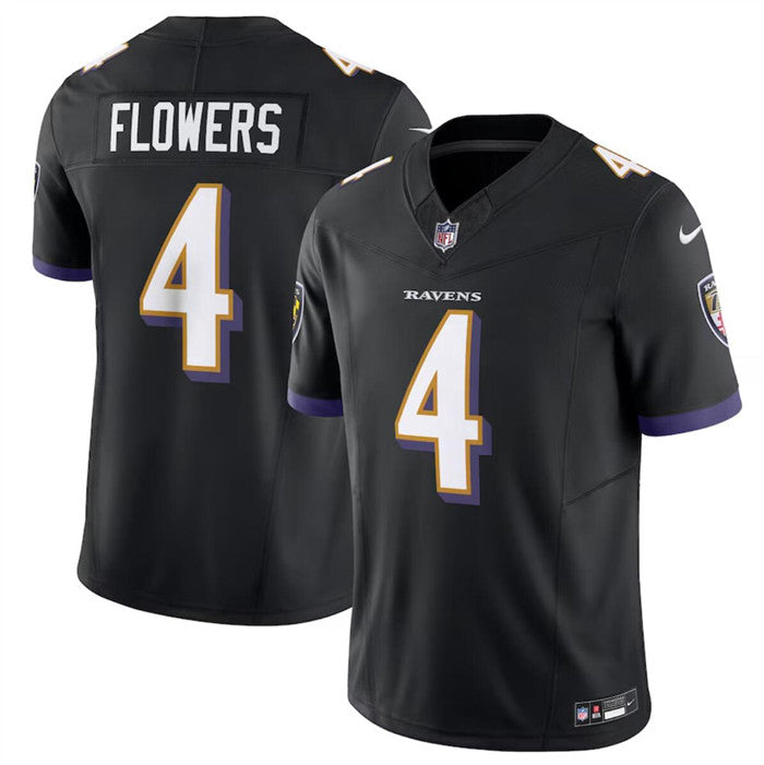 Men's Baltimore Ravens #4 Zay Flowers Black 2023 F.U.S.E. Limited Football Stitched Jersey