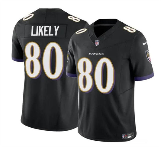 Men's Baltimore Ravens #80 Isaiah Likely Black 2023 F.U.S.E. Limited Football Stitched Jersey