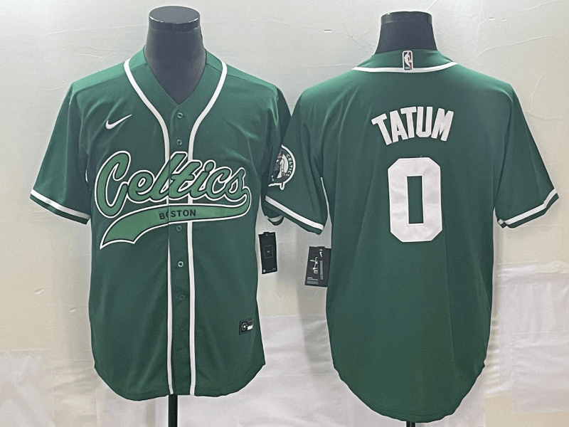 Men's Boston Celtics #0 Jayson Tatum Green Stitched Baseball Basketball Jersey