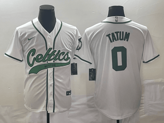 Men's Boston Celtics #0 Jayson Tatum White Stitched Baseball Basketball Jersey