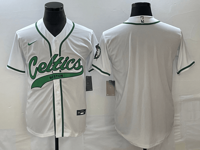 Men's Boston Celtics Blank White Stitched Baseball Basketball Jersey