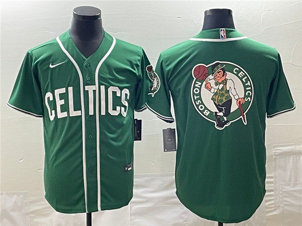 Men's Boston Celtics Green Team Big Logo With Patch Stitched Baseball Basketball Jersey