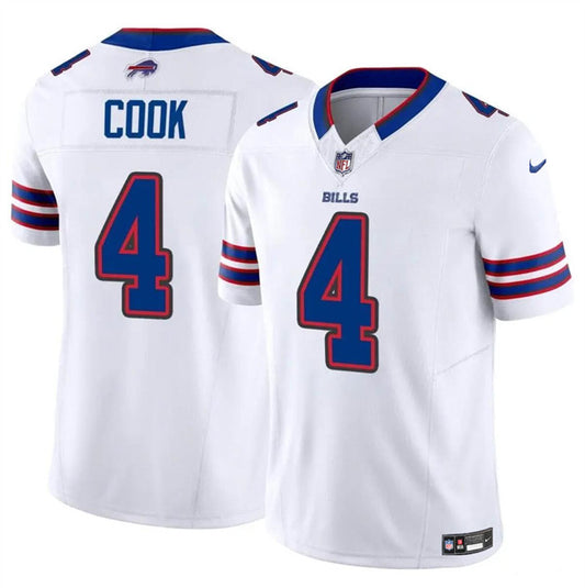 Men's Buffalo Bills #4 James Cook White 2023 F.U.S.E. Untouchable Limited Football Stitched Jersey