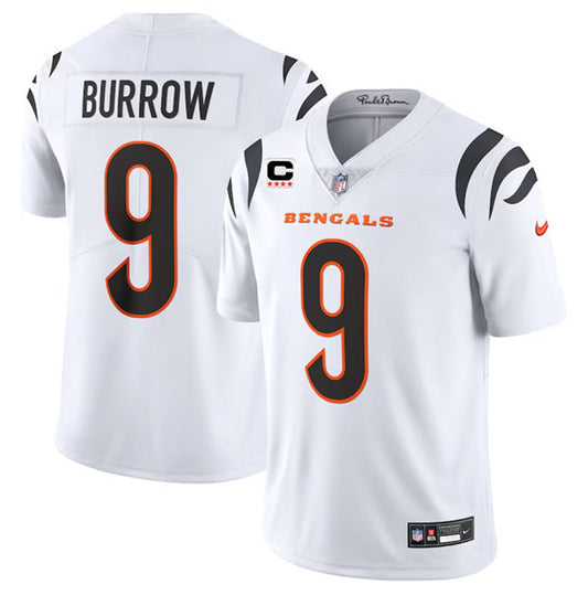 Men's Cincinnati Bengals #9 Joe Burrow White With 4-Star C Patch Vapor Untouchable Limited Football Stitched Jersey