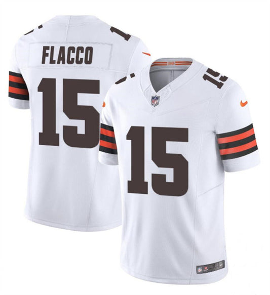 Men's Cleveland Browns #15 Joe Flacco White 2023 F.U.S.E. Limited Football Stitched Jersey