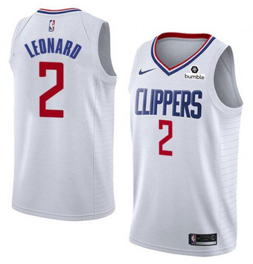 Men's Clippers #2 Kawhi Leonard White Stitched Basketball Jersey