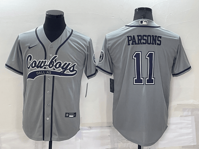 Men's Dallas Cowboys #11 Micah Parsons Grey Stitched Cool Base Baseball Jersey