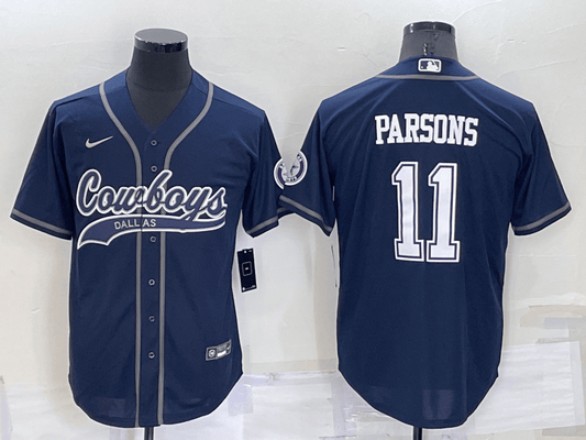 Men's Dallas Cowboys #11 Micah Parsons Navy Blue Stitched Cool Base Baseball Jersey