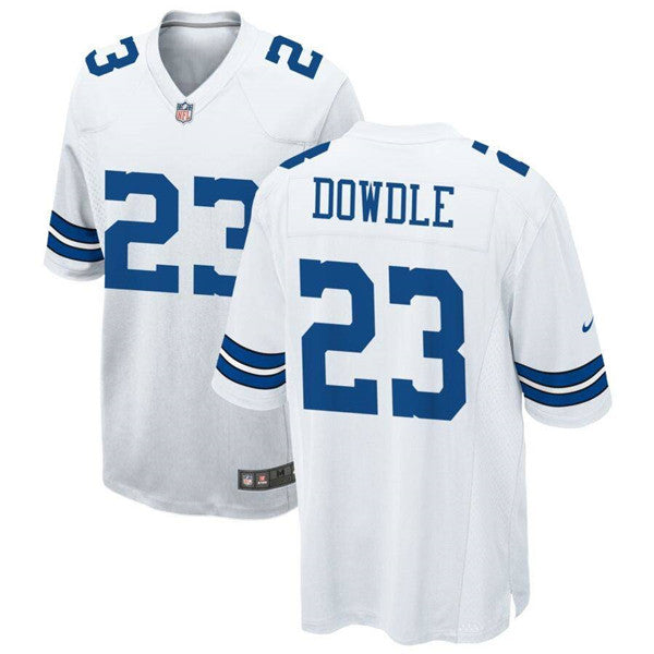 Men's Dallas Cowboys #23 Rico Dowdle White Stitched Football Game Jersey