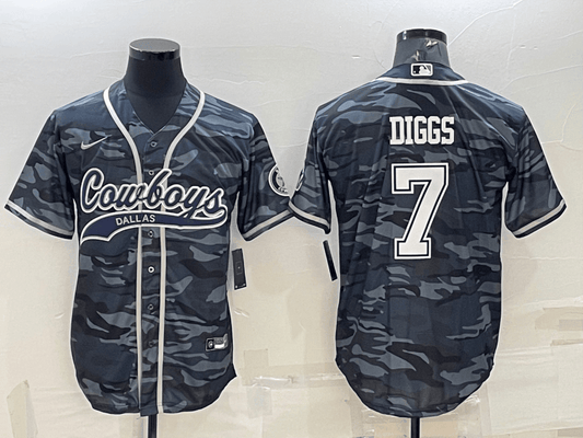 Men's Dallas Cowboys #7 Trevon Diggs Grey Camo With Patch Cool Base Stitched Baseball Jersey